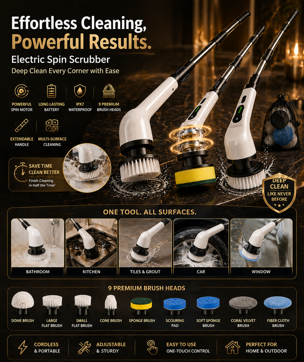 9 in 1 Electric Scrubber Brush