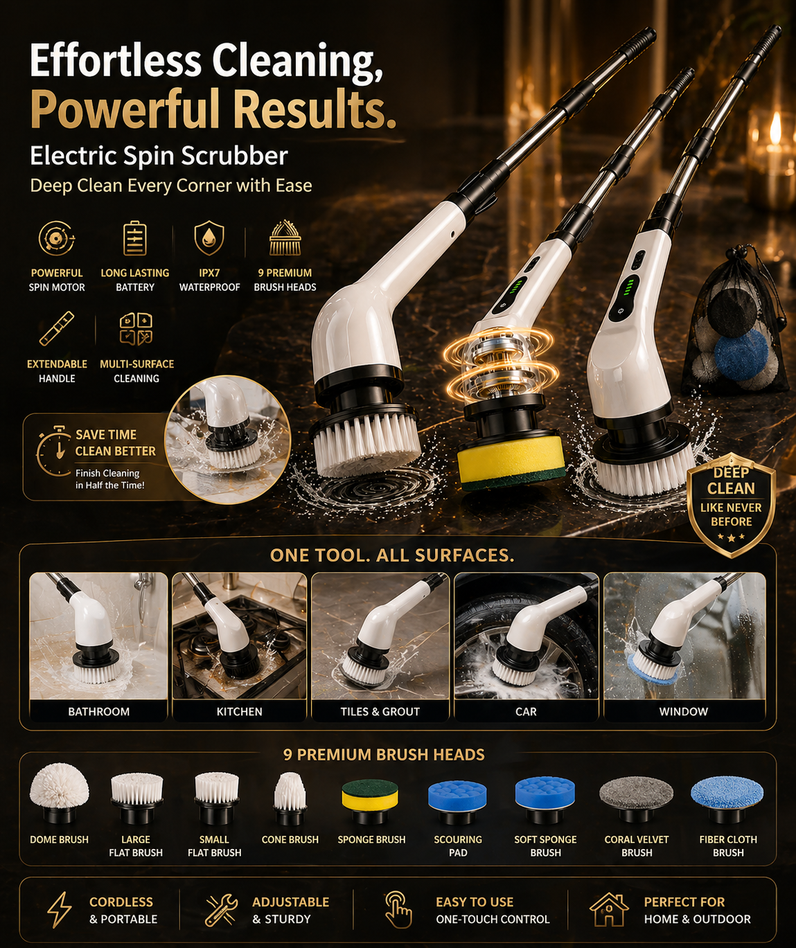 9 in 1 Electric Scrubber Brush