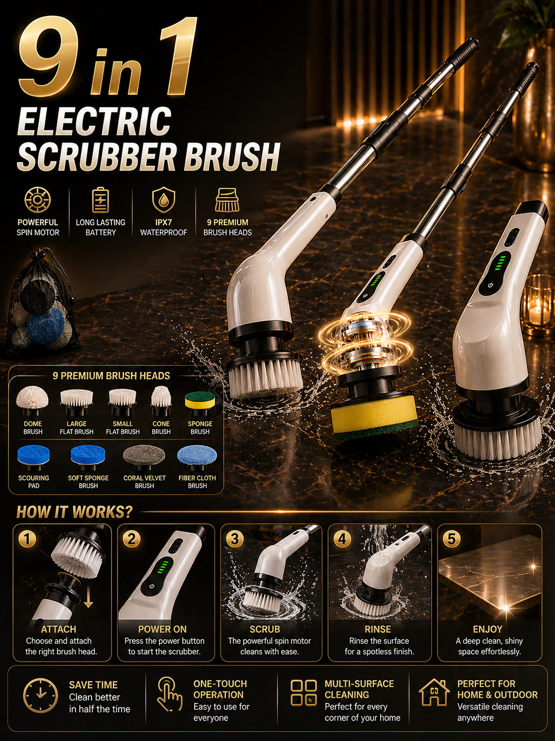 9 in 1 Electric Scrubber Brush